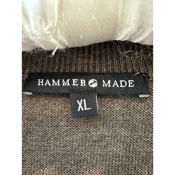 HAMMER MADE | Merino Wool Blend Brown Button-Front Cardigan Sweater | Size XL - Picture 5 of 7